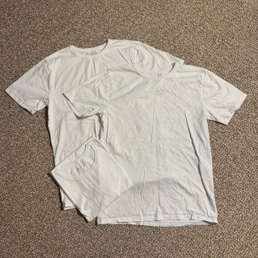 Children's Place Basic White T-Shirts Bundle of 3 Boys 10/12 Plain Tees